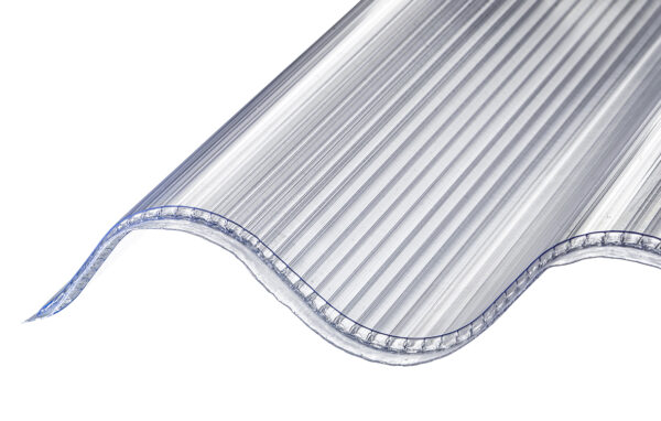 SUNLUX Polycarbonat, flerlags ovenlysplade, B6/600R, 6 mm, fuldkantet profil 146/48, Klar