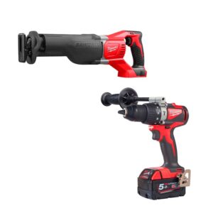 Milwaukee M18 slagbore-/skruemaskine og bajonetsav